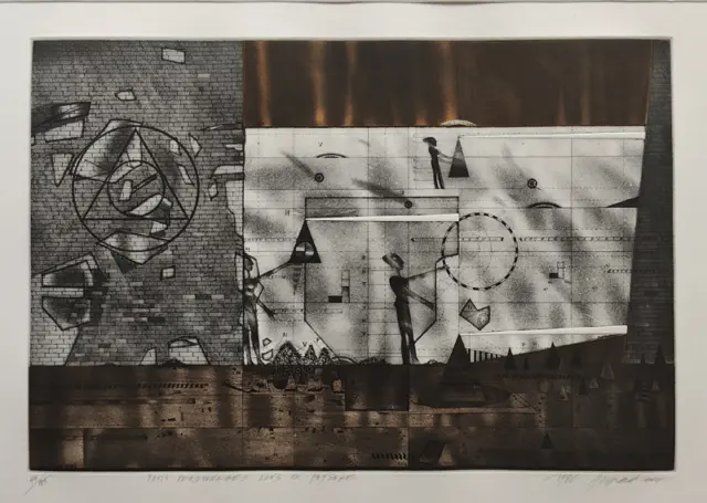 Assadour Bezdikian: Trois personnages dans un paysage
